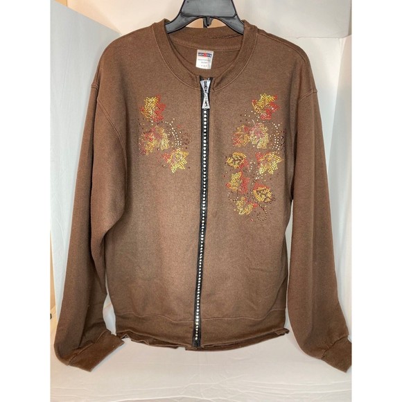 Jerzees Woman Rhinestones Fall Leaves  Jacket & Shirt Size M - Picture 1 of 16
